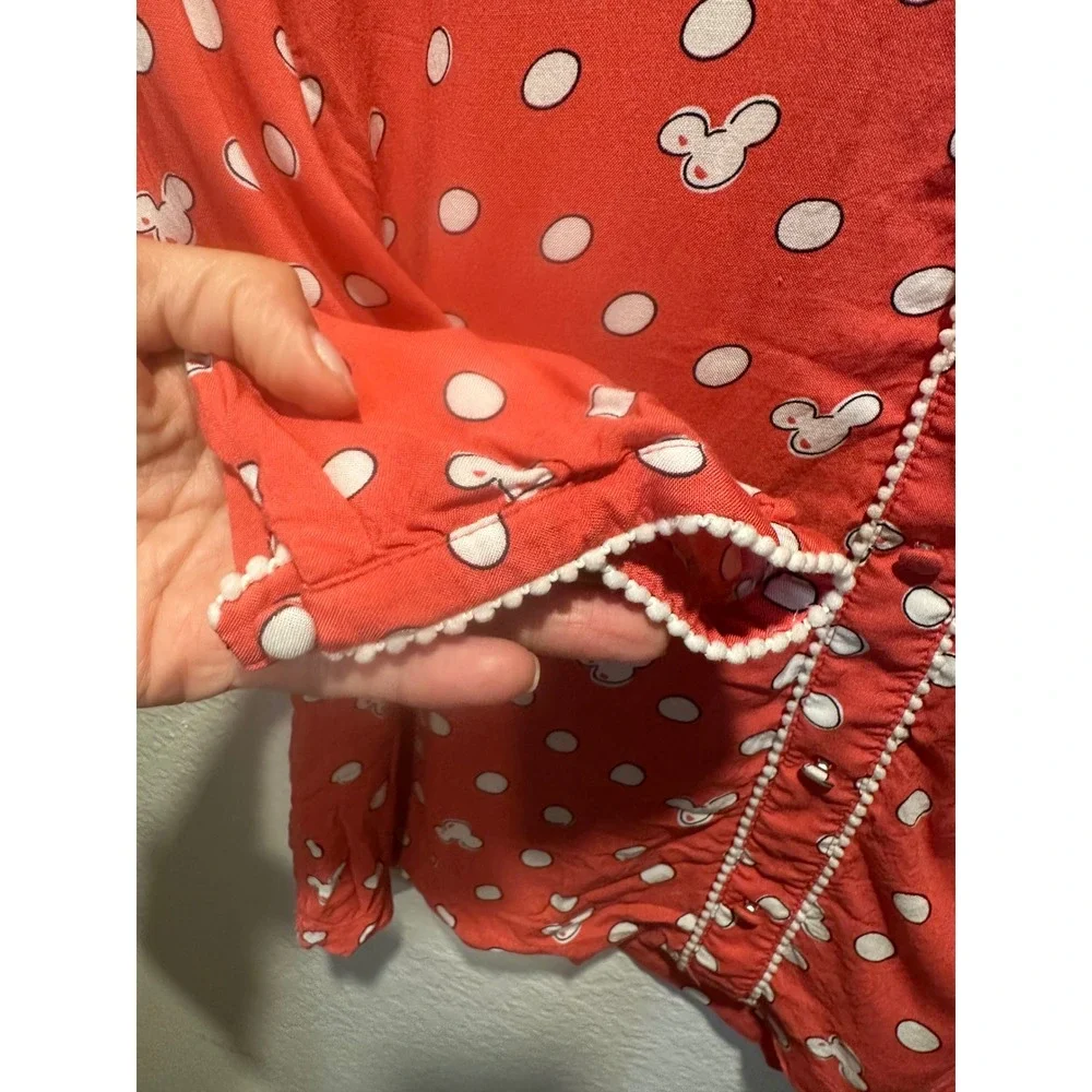 Disney LC Lauren Conrad Minnie Mouse Red Polka Dot Peter Pan‎ Collar Blouse S